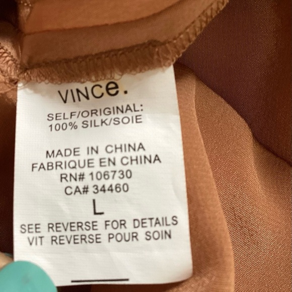 Vince NWT Sleeveless Rust Silk Top Size Large - Picture 9 of 9